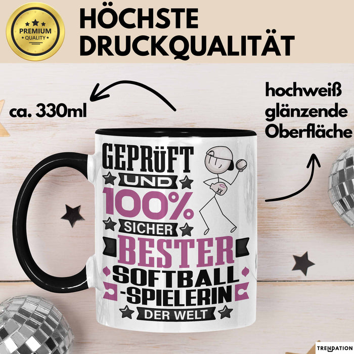Softballspielerin Geschenk Lustiger Spruch für Softballspielerin Geschenkidee Bester Softballspielerin Der Welt Schwarz Trendation