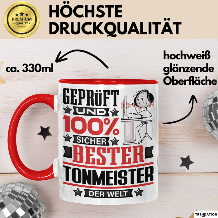 Tonmeister Geschenk Lustiger Spruch für Tonmeister Geschenkidee Bester Tonmeister Der Welt Rot Trendation
