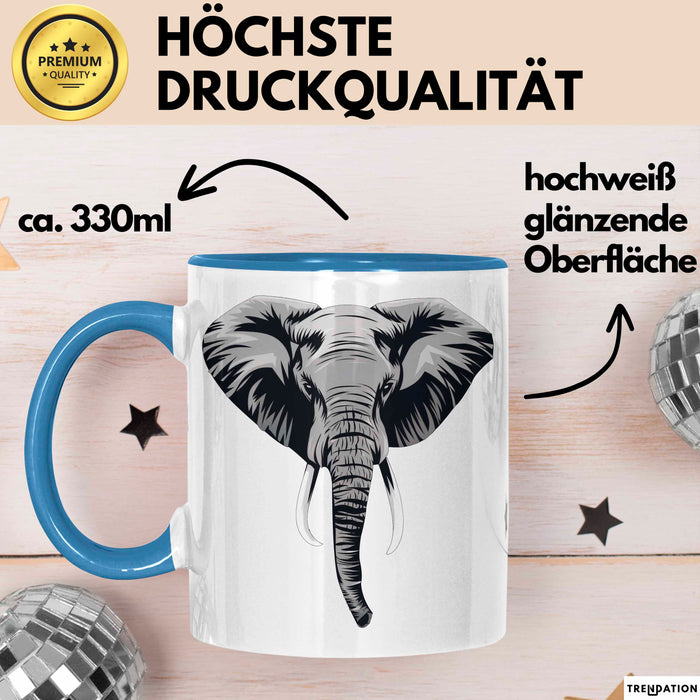 Elefant Tier Tasse Geschenk Lustige Geschenkidee Spruch Blau Trendation