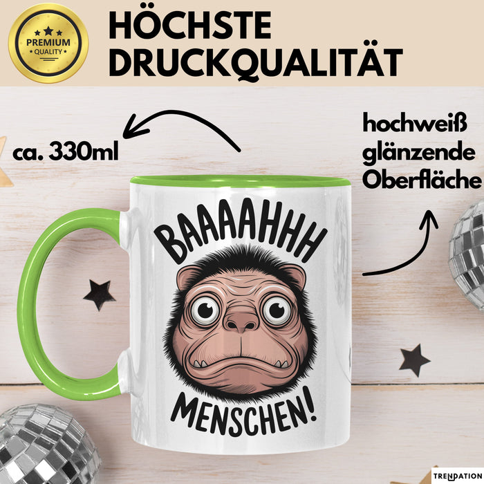 Antisozial Tasse Geschenk Baaahhh Menschen Geschenkidee Lustig Sarkasmus Grün Trendation