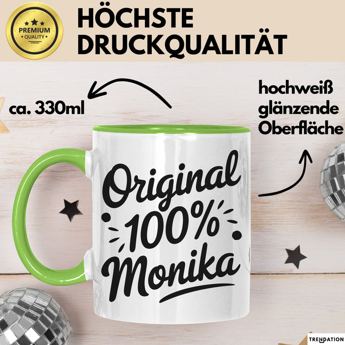 Monika Tasse Geschenk Original 100% Monika Geschenkidee Geburtstag Grün Trendation