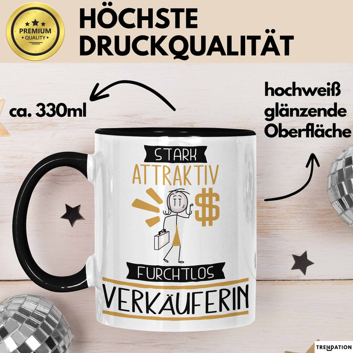Verkäuferin Tasse Geschenk Becher Stark Attraktiv Furchtlos Verkäuferin Lustige Geschenkidee Trendation