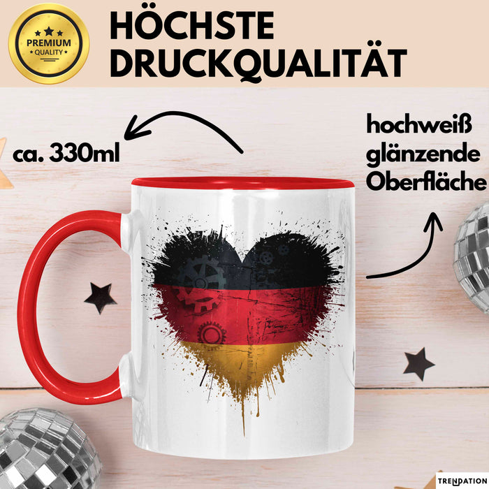 Deutschland Deutschlandflagge Herz Tasse Geschenk Lustige Geschenkidee Spruch Rot Trendation