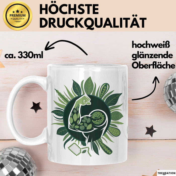Veganer Bodybuilder Tasse Geschenkidee für Lifter Weiß Trendation
