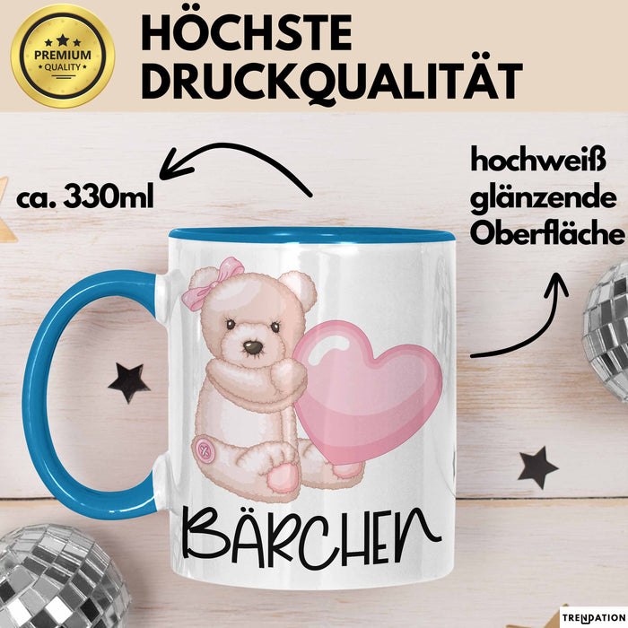 Tasse Teddybär mit Herz lustiges Geschenk für Kinder oder Valentinstag Blau Trendation
