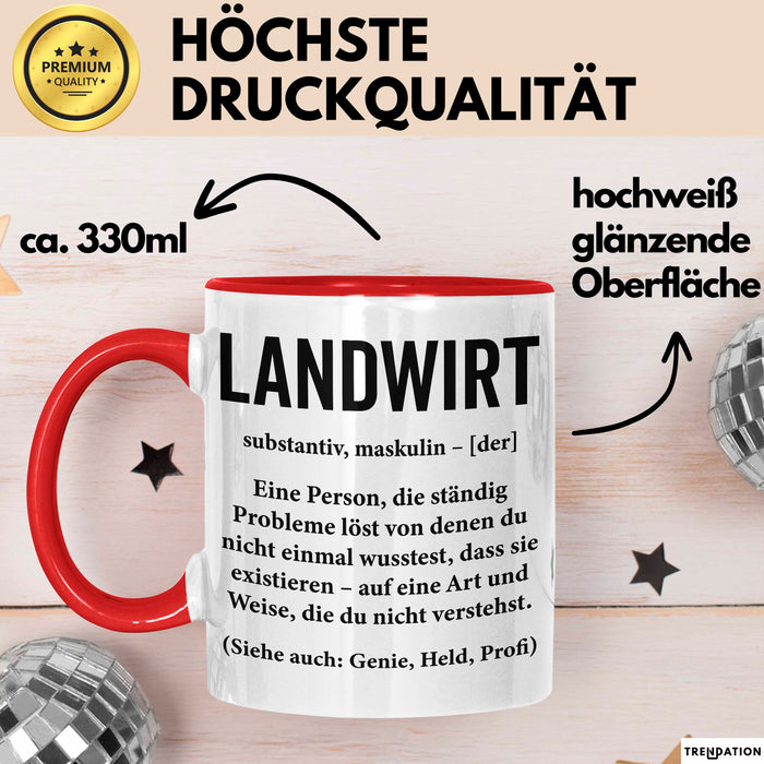 Bauer Sarkastisch Sarkasmus Tasse Geschenk Lustige Geschenkidee Spruch Landwirt Definition Rot Trendation
