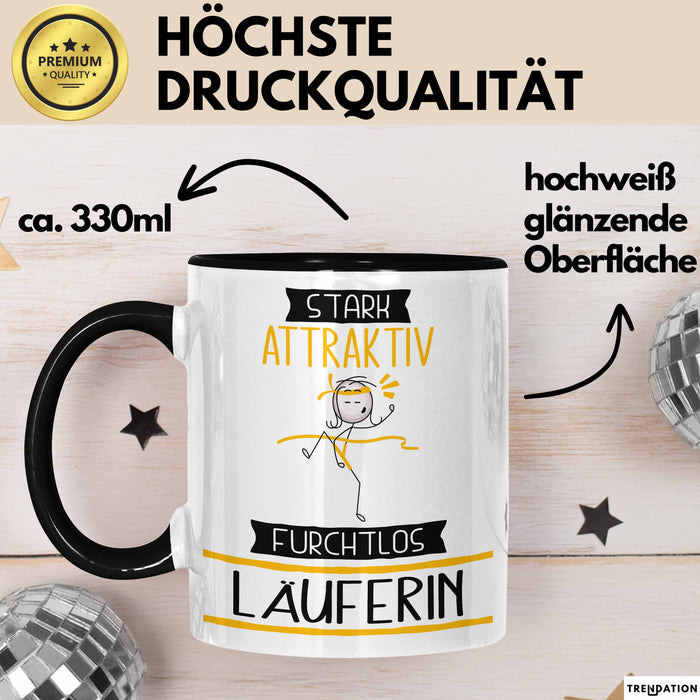 Läuferin Tasse Geschenk Becher Stark Attraktiv Furchtlos Läuferin Lustige Geschenkidee Trendation