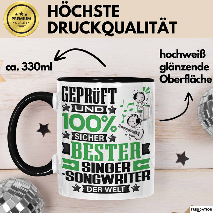 Singer-Songwriter Geschenk Lustiger Spruch für Singer-Songwriter Geschenkidee Bester Singer-Songwriter Der Welt Schwarz Trendation