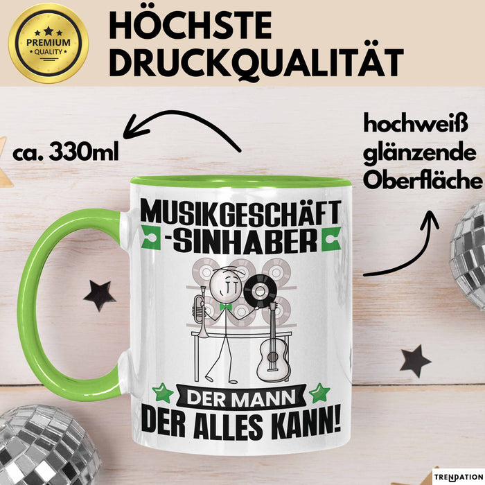 Musikgeschäftsinhaber Tasse Geschenk für Musikgeschäftsinhaber Der Mann Der Alles Kann Geschenkidee zum Geburtstag Grün Trendation