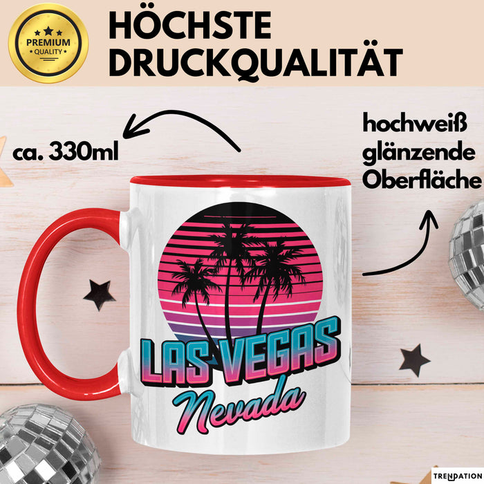 Las Vegas Nevada USA Tasse Geschenk Lustige Geschenkidee Spruch Rot Trendation