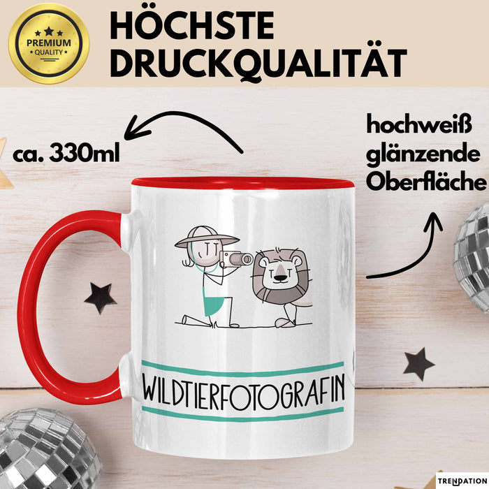 Geschenk für Wildtierfotografin Tasse Lustige Geschenkidee Geburtstag Ich Bin Wildtierfotografin Ich Darf Das Rot Trendation