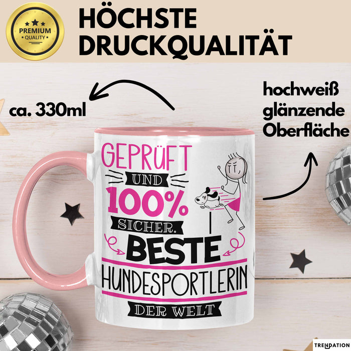 Beste Hundesportlerin Der Welt Tasse Geschenk für Eine Hundesportlerin Geprüft Und Sicher Geschenkidee Geburtstag Weihnachten Rosa Trendation