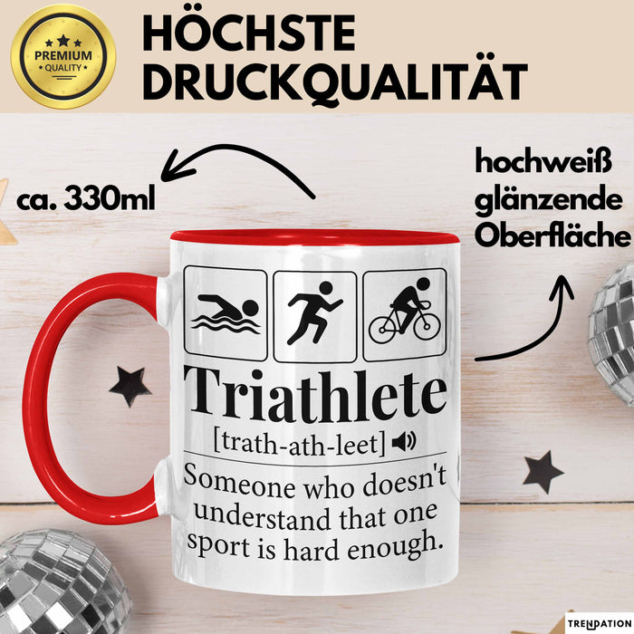 Triathlon Geschenk Tasse Iron Becher Mann Trathlet Geschenkidee Lustiger Spruch Rot Trendation
