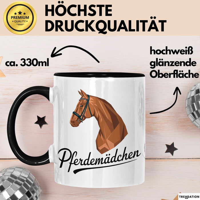Pferde Tierliebhaber Tasse Geschenk Lustige Geschenkidee Spruch Pferdemädchen Schwarz Trendation