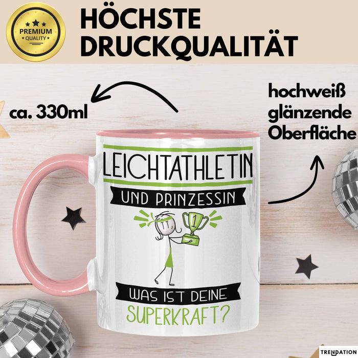 Leichtathletin Und Prinzessin Tasse Geschenk Für Eine Leichtathletin Geburtstag Was Ist Deine Superkraft Rosa Trendation