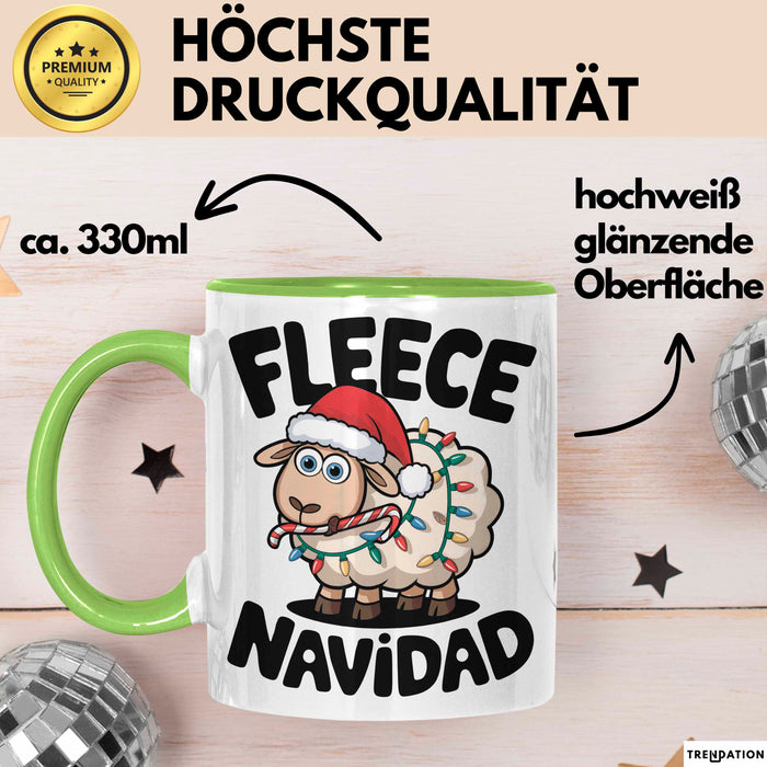 Schaf Tier Bauer Tasse Becher Geschenk Lustige Geschenkidee Spruch Fleece Navidad Grün Trendation
