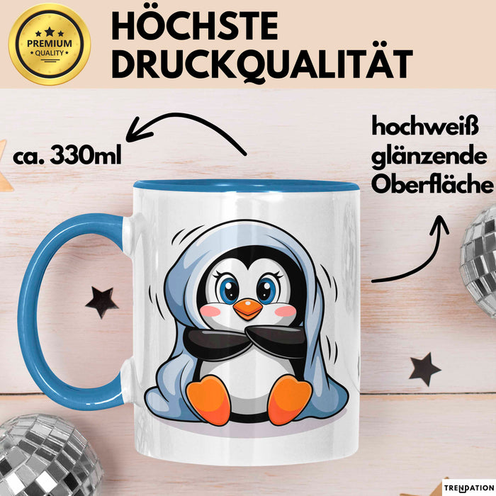 Pinguin Tier Tasse Geschenk Lustige Geschenkidee Spruch Blau Trendation