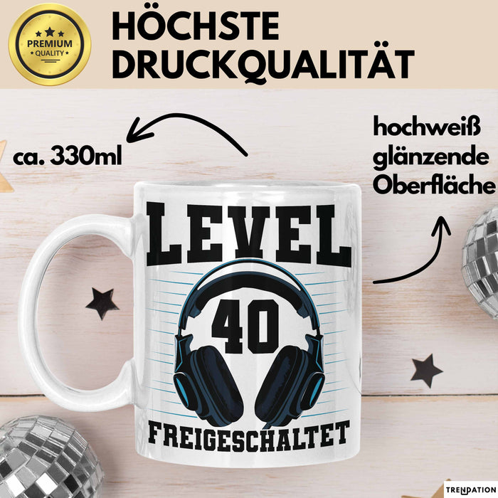 40. Geburtstag Geschenk Männer Gamer Tasse Geschenk 40Er Geburtstag Weiß Trendation