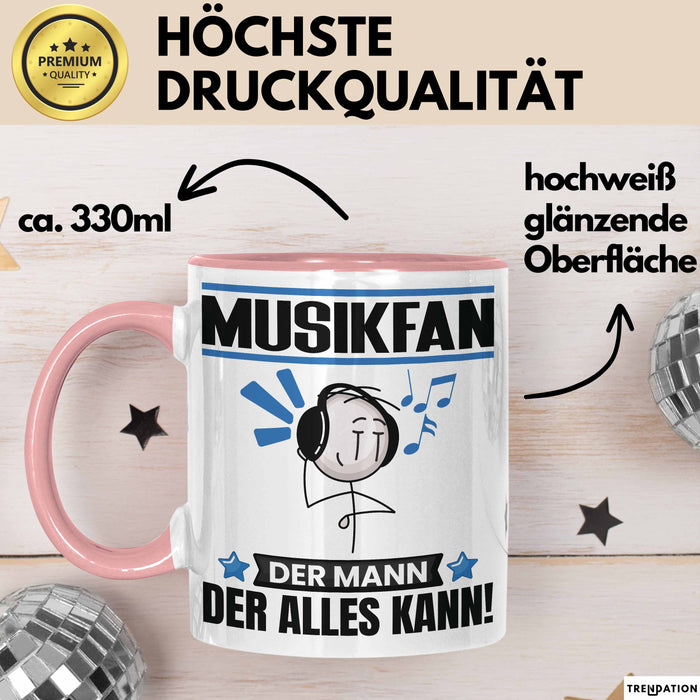 Musikfan Tasse Geschenk für Musikfan Der Mann Der Alles Kann Geschenkidee zum Geburtstag Rosa Trendation