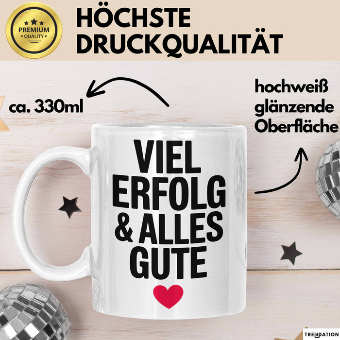 Büroarbeit Kollege Abschied Tasse Geschenk Lustige Geschenkidee Spruch Viel Erfolg Und Alles Gute Weiß Trendation