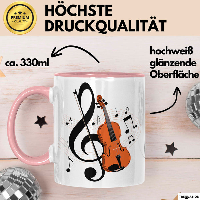Geiger Tasse Geschenkidee für Liebhaber von Streichmusik Rosa Trendation