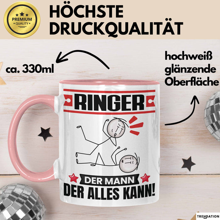 Ringer Tasse Geschenk für Ringer Der Mann Der Alles Kann Geschenkidee zum Geburtstag Rosa Trendation