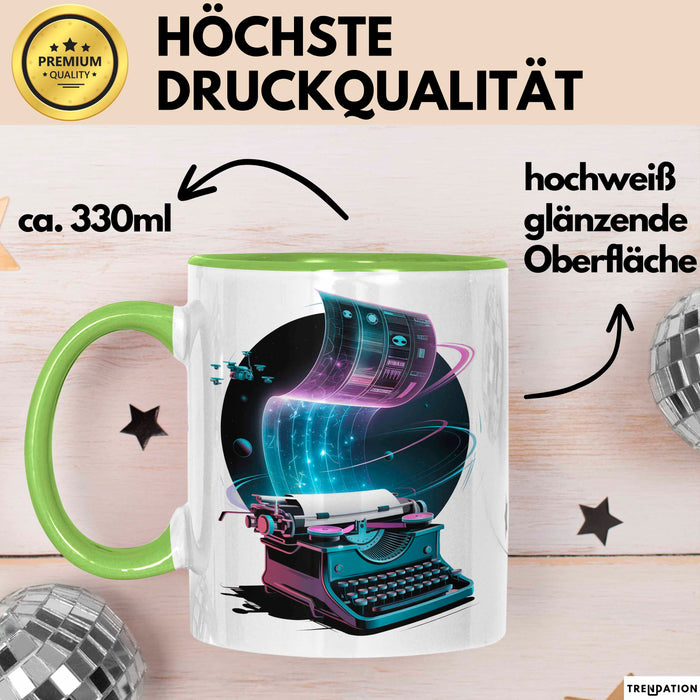 Sci Fi Autor Tasse Geschenkidee für Zukunftswelten Grün Trendation