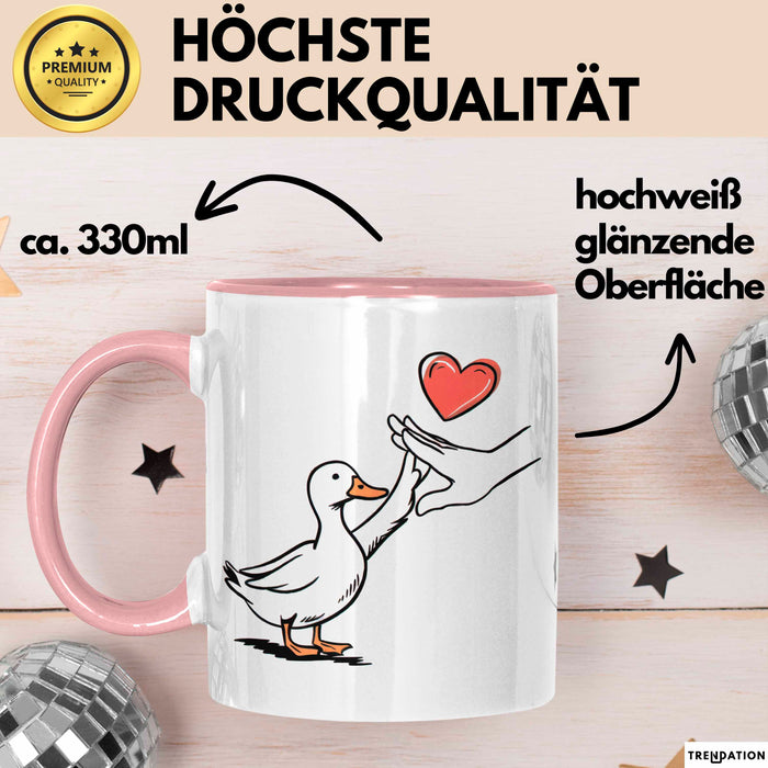Ente Tier Liebe Herz Tasse Geschenk Lustige Geschenkidee Spruch Rosa Trendation