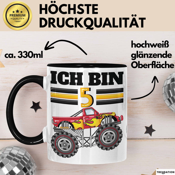5. Geburtstag Geschenk Tasse Becher Jungs Trucks Geburtstagsgeschenk Ich Bin 5 Schwarz Trendation