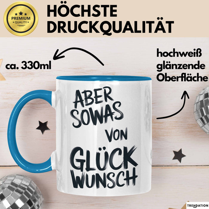 Sarkastischer Sarkasmus Tasse Geschenk Lustige Geschenkidee Spruch Aber Sowas Von Glück Wunsch Blau Trendation
