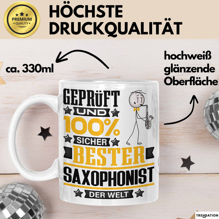 Saxophonist Geschenk Lustiger Spruch für Saxophonist Geschenkidee Bester Saxophonist Der Welt Weiß Trendation