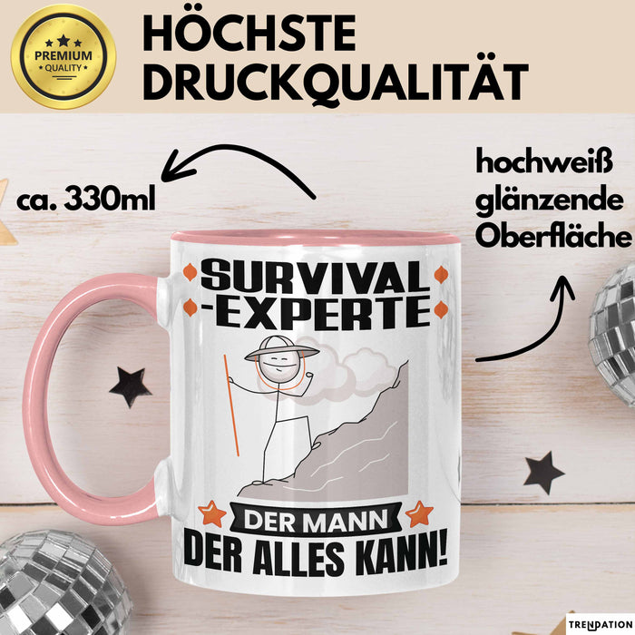 Survival-Experte Tasse Geschenk für Survival-Experte Der Mann Der Alles Kann Geschenkidee zum Geburtstag Rosa Trendation