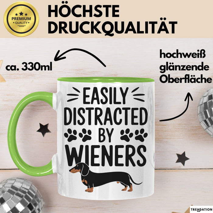Dackel Tasse Geschenk Easily Distracted By Wieners Geschenkidee Hund Lustig Grün Trendation
