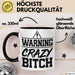 Humor Tasse Warning Crazy Bit*** Geschenkidee Verrückte Kollegin Kaffee-Becher Trendation