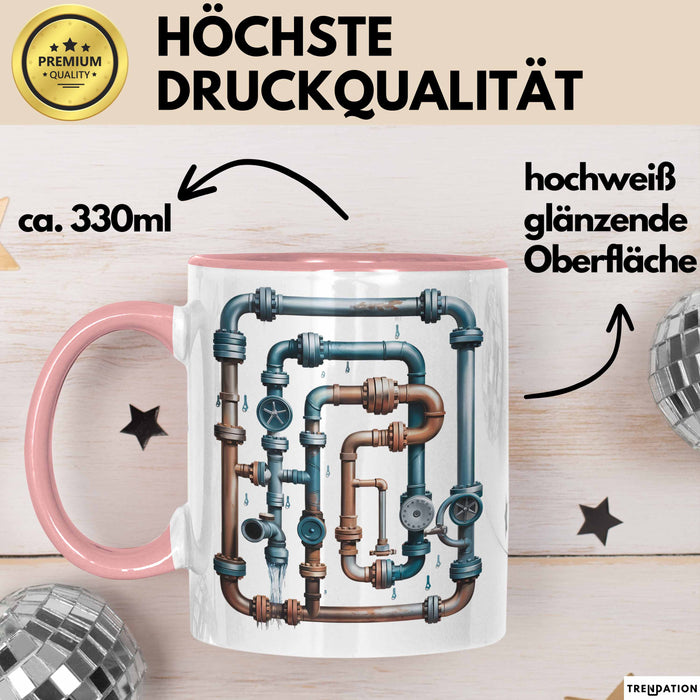 Klempner Tasse Geschenkidee für Rohrleger Lustiger Spruch Rosa Trendation