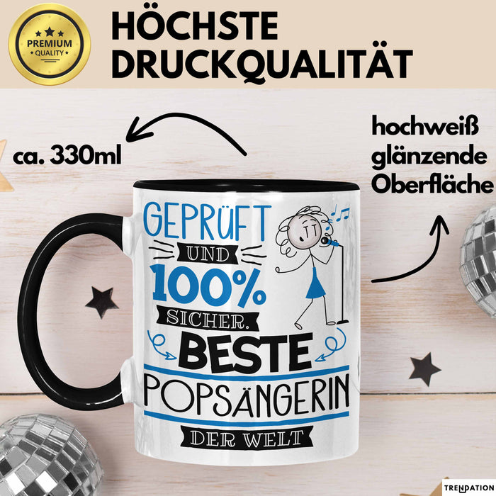 Beste Popsängerin Der Welt Tasse Geschenk für Eine Popsängerin Geprüft Und Sicher Geschenkidee Geburtstag Weihnachten Trendation