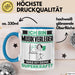 Musikverleger Tasse Geschenk für Musikverleger Geburtstag Lustiger Spruch Kaffee-Becher Was Ist Deine Superkraft Blau Trendation