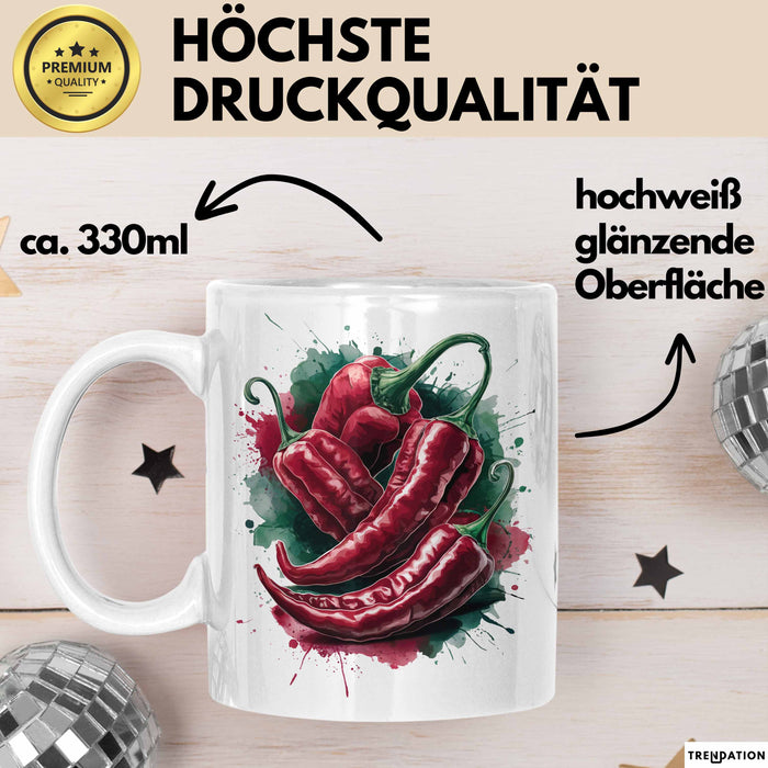Chili Tasse Geschenk für Scharfesser Lustiger Spruch Weiß Trendation