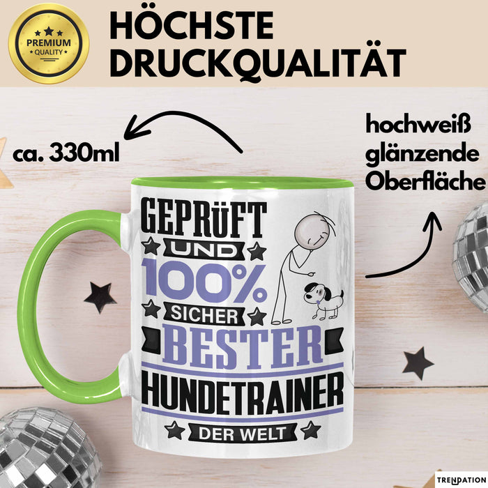 Hundetrainer Geschenk Lustiger Spruch für Hundetrainer Geschenkidee Bester Hundetrainer Der Welt Grün Trendation