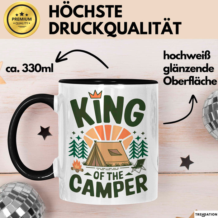 Camper Camping Tasse Geschenk Lustige Geschenkidee Spruch Kinf OF The Camper Schwarz Trendation
