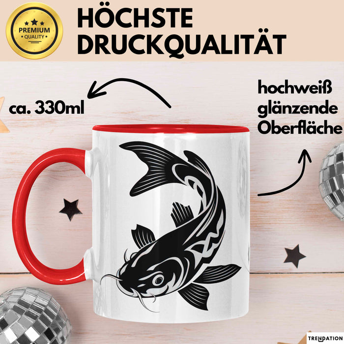 Karpfen Angelliebhaber Fischer Tasse Geschenk Lustige Geschenkidee Spruch Rot Trendation