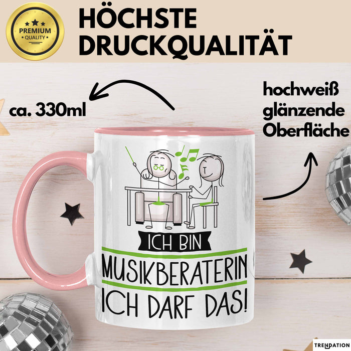 Geschenk für Musikberaterin Tasse Lustige Geschenkidee Geburtstag Ich Bin Musikberaterin Ich Darf Das Rosa Trendation