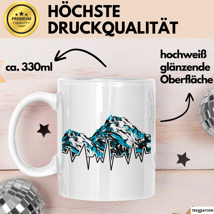 Ski Tasse Geschenk Grafik Skiberge Berge Becher Weiß Trendation