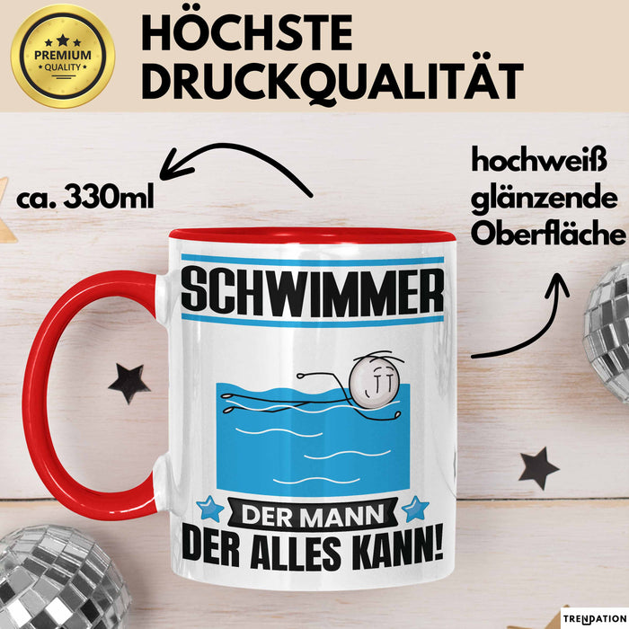 Schwimmer Tasse Geschenk für Schwimmer Der Mann Der Alles Kann Geschenkidee zum Geburtstag Rot Trendation