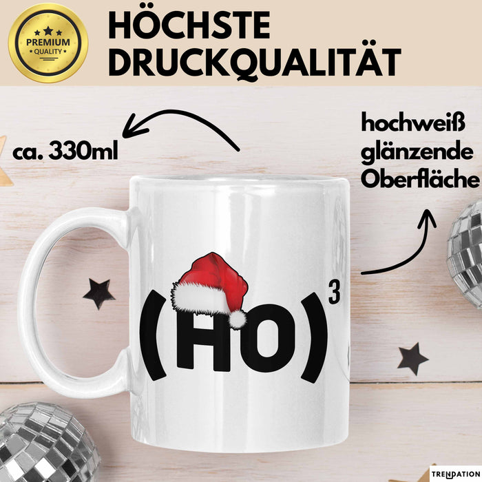 Chemielehrer Unterricht Tasse Geschenk Lustige Geschenkidee Spruch Ho Ho Ho Christmas Santa Weiß Trendation