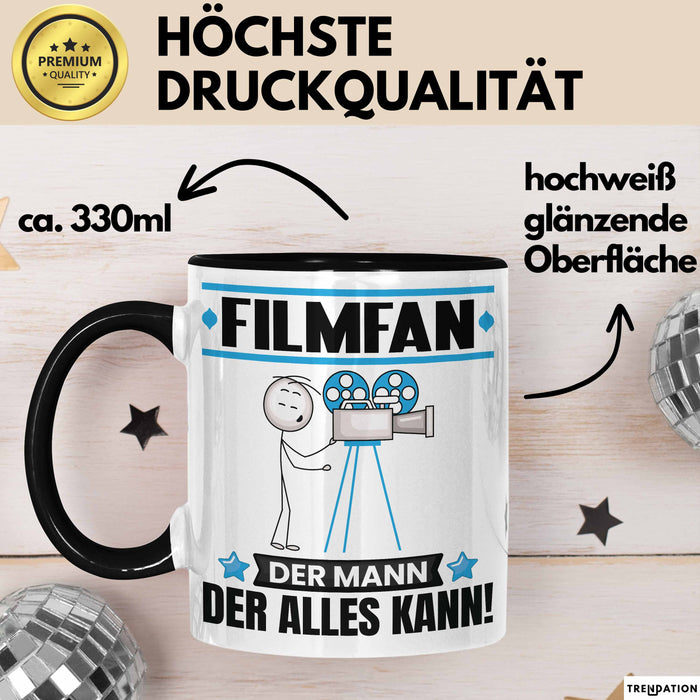 Filmfan Tasse Geschenk für Filmfan Der Mann Der Alles Kann Geschenkidee zum Geburtstag Schwarz Trendation
