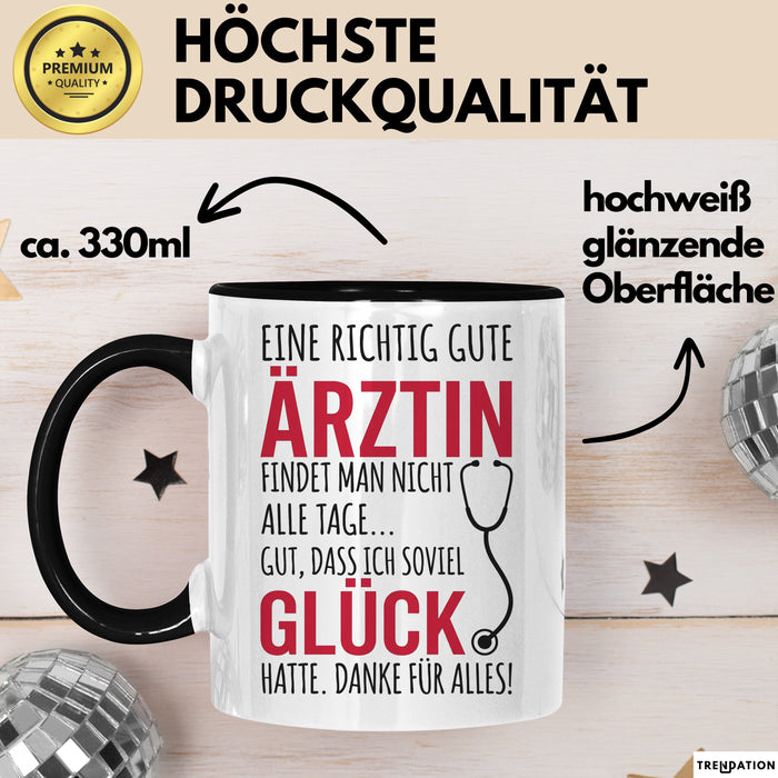 Aerztin Tasse Geschenk Eine Richtig Gute Aerztin Danke Geschenkidee Beruf Schwarz Trendation