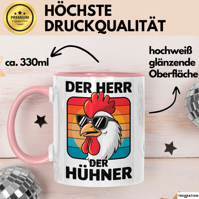 Huhn Tier Bauer Tasse Becher Geschenk Lustige Geschenkidee Spruch Der Herr Der Hühner Rosa Trendation