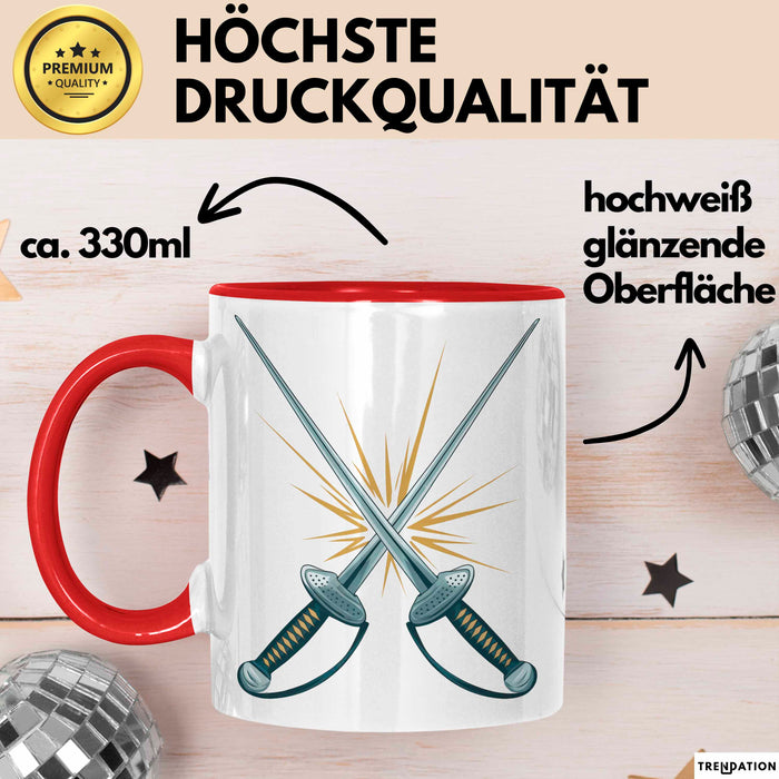 Fechter Tasse Geschenkidee für Schwertkampf Experten Rot Trendation