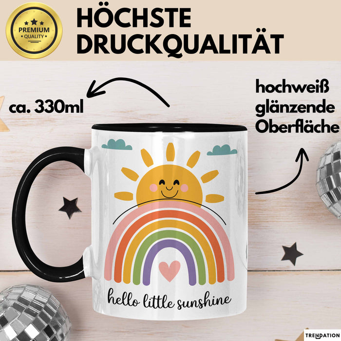 Baby Geburt Neue Eltern Tasse Geschenk Lustige Geschenkidee Spruch Hallo Kleiner Sonnenschein Trendation